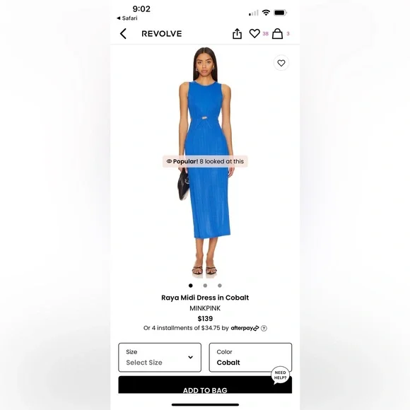 Mink Pink Raya Midi Dress, Size Small, Cobalt - Picture 1 of 2